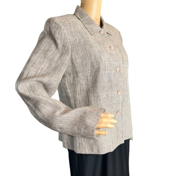 Rafaella Linen Button Down Blazer Size 10 - Picture 5 of 7